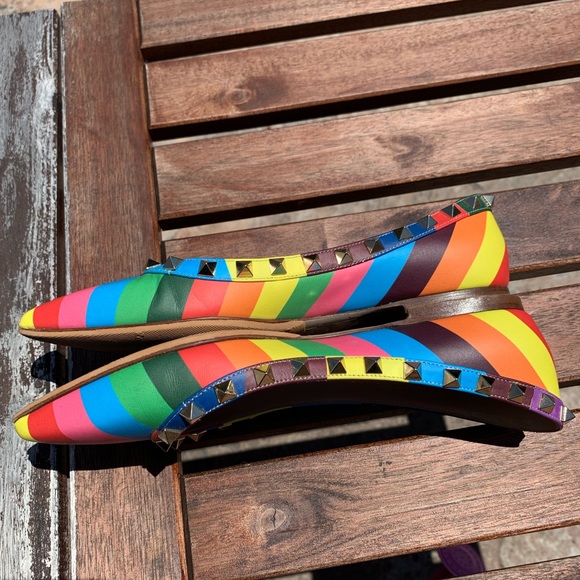 Valentino Rainbow Rockstud Flats - Picture 7 of 8